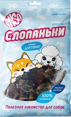 Enso Слопаньки лакомство для собак, хрустящие кубики из кожи дикого лосося
