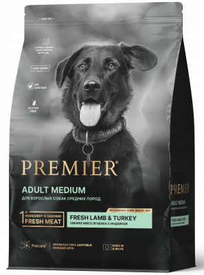 Premier Dog Lamb & Turkey Adult Medium Свежее мясо ягненка с индейкой для собак средних пород