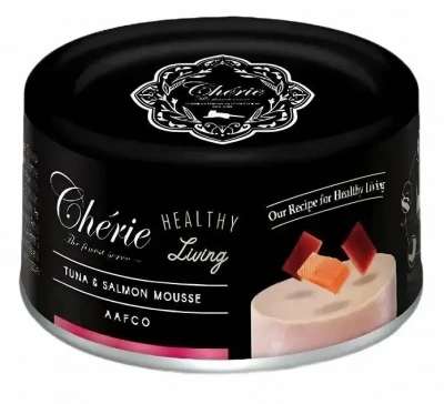 Pettric Cherie Healthy Living Влажный корм для взрослых кошек, мусс тунец и лосось, консерва 80г