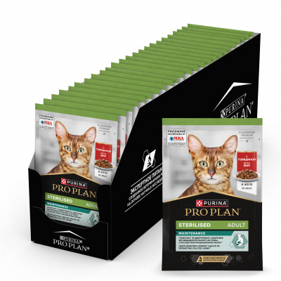 Pro Plan Nutrisavour Sterilised для стерилизованных с говядиной 85гр