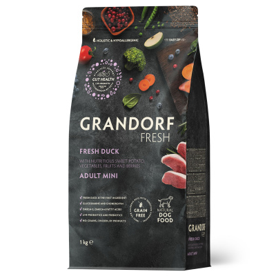Grandorf Fresh Dog Adult Mini Duck&Sweet Potato Сухой корм для взрослых собак мелких пород, свежее мясо утки с бататом