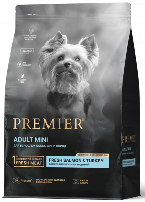 Premier Dog Salmon & Turkey Adult Mini Свежее филе лосося с индейкой для собак мелких пород