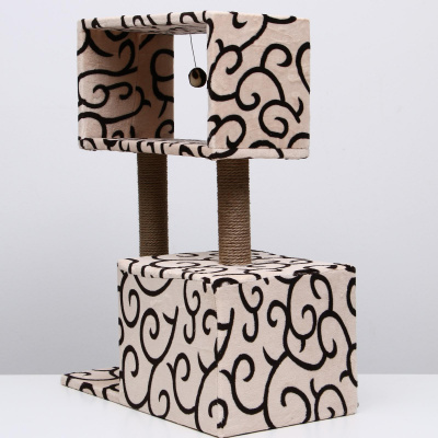 Rich Breed Домик-когтеточка куб с мезонином и игрушкой, 60*35*85см